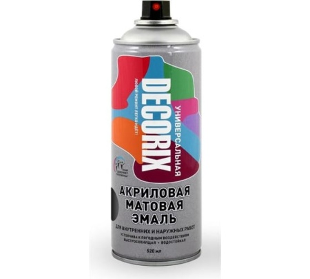 Фото аэрозольная эмаль универсальная decorix, 520 мл. черный матовый